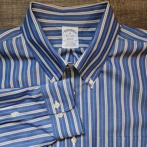 Brooks Brothers Regent Fit Men's XL Blue/White Striped Long Sleeve Button Up...